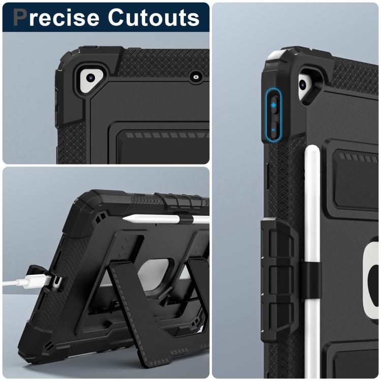 For iPad 10.2 1021 / 10.5 2019 Big Holder Silicone Hydric PC Tablet Case with Shoulder Strap(Black) - iPad 10.2 Cases by buy2fix | Online Shopping UK | buy2fix