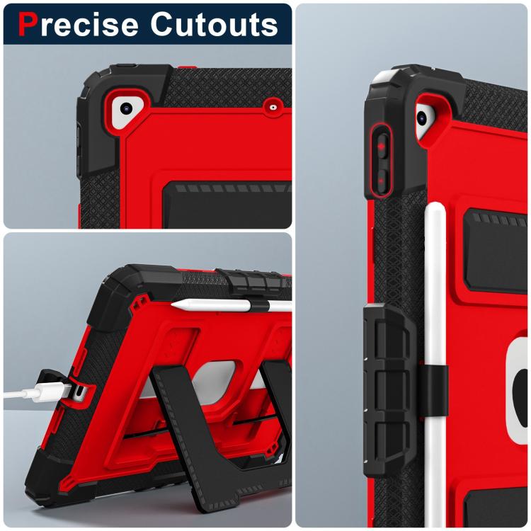 For iPad 10.2 1021 / 10.5 2019 Big Holder Silicone Hydric PC Tablet Case with Shoulder Strap(Black Red) - iPad 10.2 Cases by buy2fix | Online Shopping UK | buy2fix