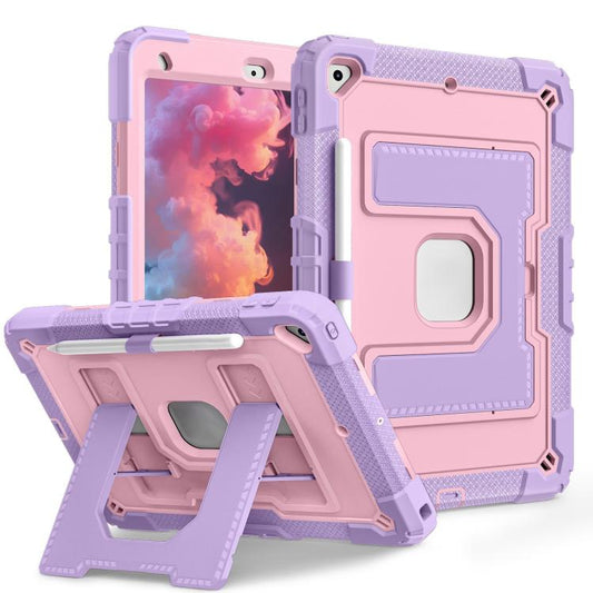 For iPad 10.2 1021 / 10.5 2019 Big Holder Silicone Hydric PC Tablet Case with Shoulder Strap(Purple Rose Gold) - iPad 10.2 Cases by buy2fix | Online Shopping UK | buy2fix