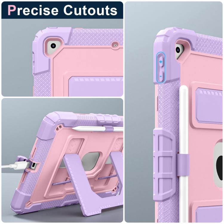 For iPad 10.2 1021 / 10.5 2019 Big Holder Silicone Hydric PC Tablet Case with Shoulder Strap(Purple Rose Gold) - iPad 10.2 Cases by buy2fix | Online Shopping UK | buy2fix