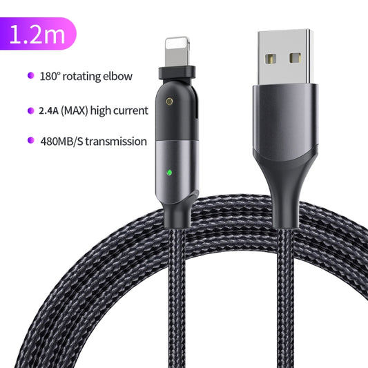 FXCL-WY0G 2.4A USB to 8 Pin 180 Degree Rotating Elbow Charging Cable, Length:1.2m(Grey) by buy2fix