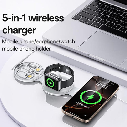 Yesido DS29 5 in 1 Foldable Wireless Charger for Phone / Watch / Earphone(White) - Wireless Charger by Yesido | Online Shopping UK | buy2fix