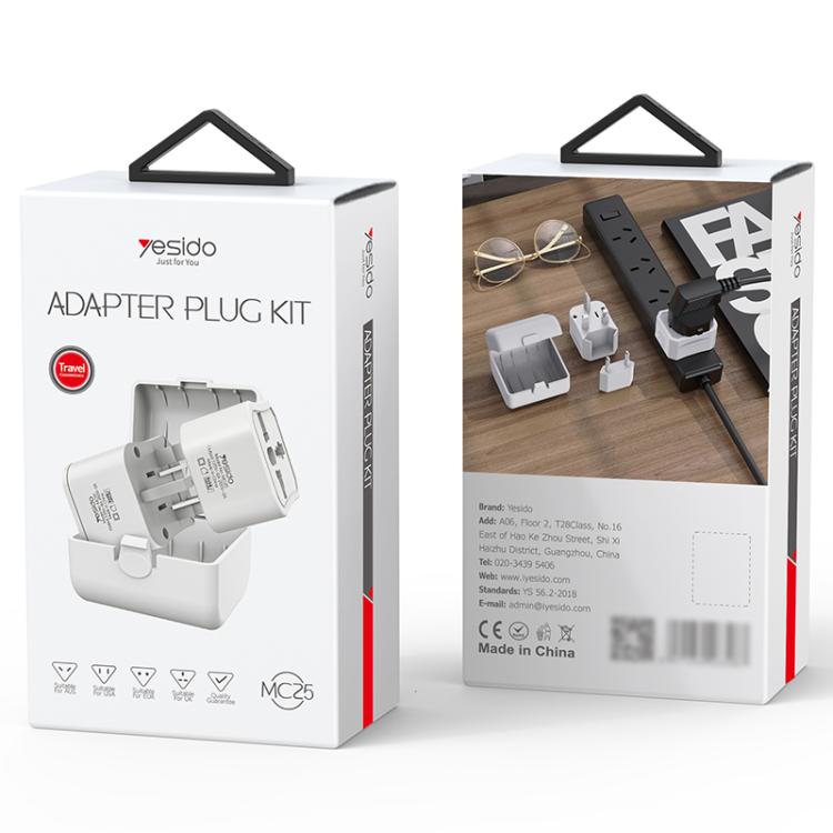Yesido MC25 750W Universal Multifunction Travel Plug Adapter Kit with Storage Case(White) - Plug Adaptor by Yesido | Online Shopping UK | buy2fix