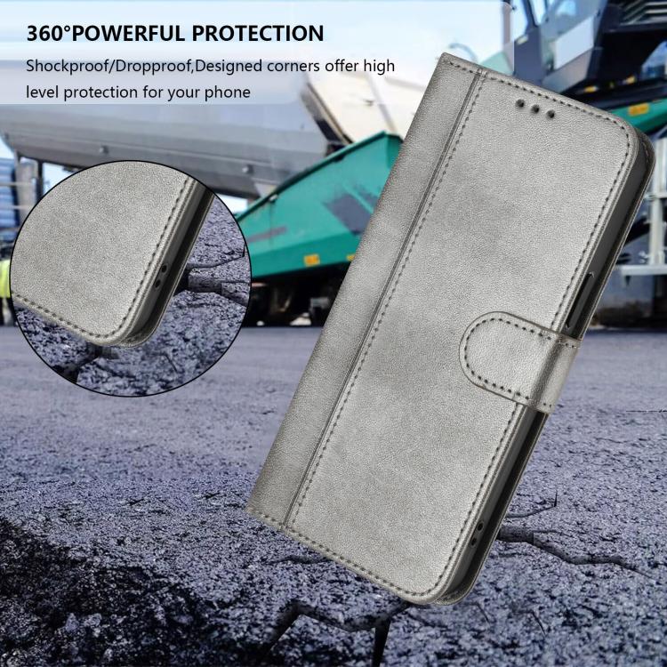 For Google Pixel 10 / 10 Pro / Pixel 9 / 9 Pro Line Splicing Buckle Retro Leather Phone Case(Grey) - Google Cases by buy2fix | Online Shopping UK | buy2fix