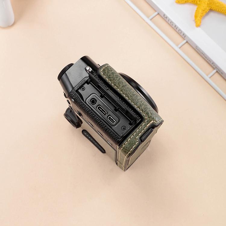 For FUJIFILM X100VI Buffalo Texture PU Leather Camera Half Case Base with Shoulder Strap(Green) - Half Case by buy2fix | Online Shopping UK | buy2fix