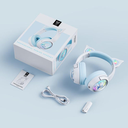 ONIKUMA B5 RGB BT / Wired / 2.4G Fox Shaped Headphones(White Blue) - Headset & Headphone by ONIKUMA | Online Shopping UK | buy2fix