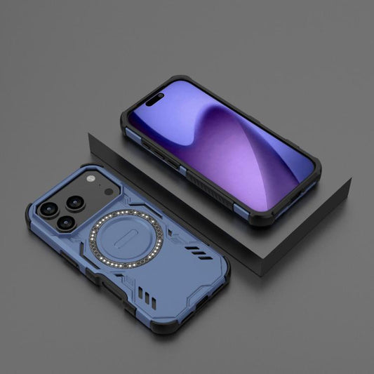 For iPhone 17 Pro Butterfly Armor MagSafe Magnetic Ring Shockproof Phone Case(Blue) - iPhone 17 Pro Cases by buy2fix | Online Shopping UK | buy2fix
