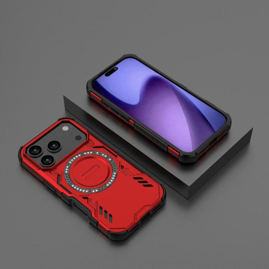 For iPhone 17 Pro Butterfly Armor MagSafe Magnetic Ring Shockproof Phone Case(Red) - iPhone 17 Pro Cases by buy2fix | Online Shopping UK | buy2fix