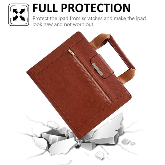 For iPad mini 2024 / 6 Zipper Handle Retro Smart Leather Tablet Case(Brown) - iPad mini 2024 Cases by buy2fix | Online Shopping UK | buy2fix