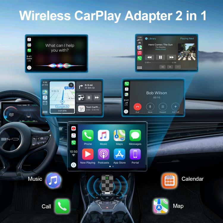 2 in 1 mini USB Wired to Wireless Car CarPlay / Android Auto Box Adapter(Gold) - Bluetooth Adapters by buy2fix | Online Shopping UK | buy2fix