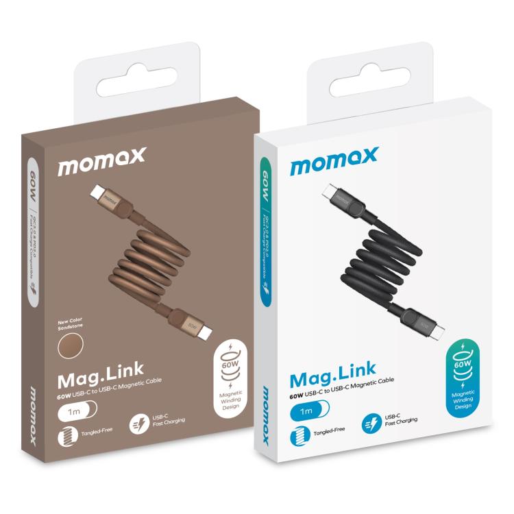 Momax Mag.Link Magnetic 60W USB-C / Type-C to USB-C / Type-C Data Cable, Length:1m(Black) - USB-C & Type-C Cable by MOMAX | Online Shopping UK | buy2fix