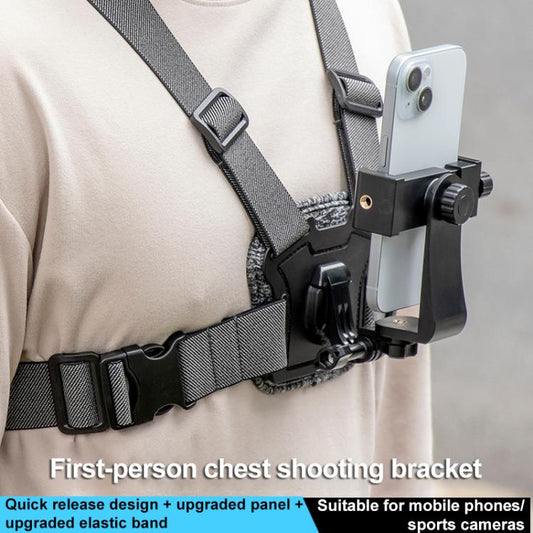 10 in 1 360 Phone Clamp Quick Release Body Mount Belt Chest Strap with Mount & Screw(Grey) - Chest Belt by buy2fix | Online Shopping UK | buy2fix