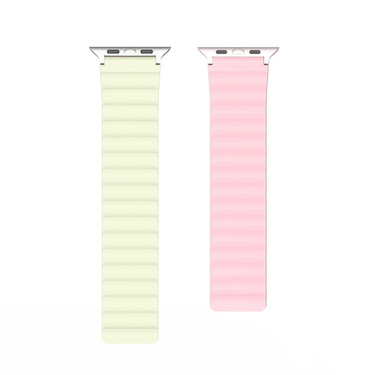 For Apple Watch 42mm / 41mm / 40mm / 38mm DUX DUCIS SD Series Double-Sided Blind Insert Silicone Magnetic Watch Strap(Light Pink + Light Green) - Watch Bands by DUX DUCIS | Online Shopping UK | buy2fix