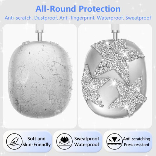 For Apple AirPods Max 3 in 1 Diamond Star Headphones Silicone Protective Case(Transparent) - For AirPods Max by buy2fix | Online Shopping UK | buy2fix