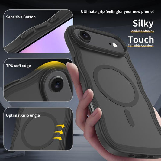 For iPhone Air Skin Feel Wave Texture MagSafe Phone Case(Black) - iPhone Air Cases by buy2fix | Online Shopping UK | buy2fix