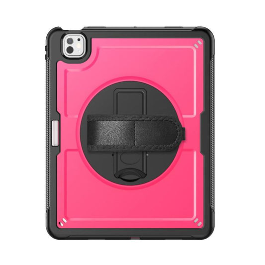 For iPad Pro 13 2024 Honeycomb Hand Grip Turntable Stand Tablet Case(Rose Red) - iPad Pro 13 2024 Cases by buy2fix | Online Shopping UK | buy2fix