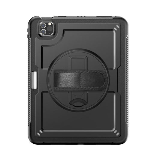 For iPad Air 2022 10.9 / Pro 11 2022 Honeycomb Hand Grip Turntable Stand Tablet Case(Black) - iPad Pro 11 (2022/2021) Cases by buy2fix | Online Shopping UK | buy2fix