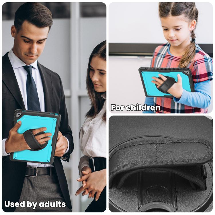 For iPad 10.2 2021 / 2020 / 10.5 2019 Honeycomb Hand Grip Turntable Stand Tablet Case(Light Blue) - iPad 10.2 Cases by buy2fix | Online Shopping UK | buy2fix