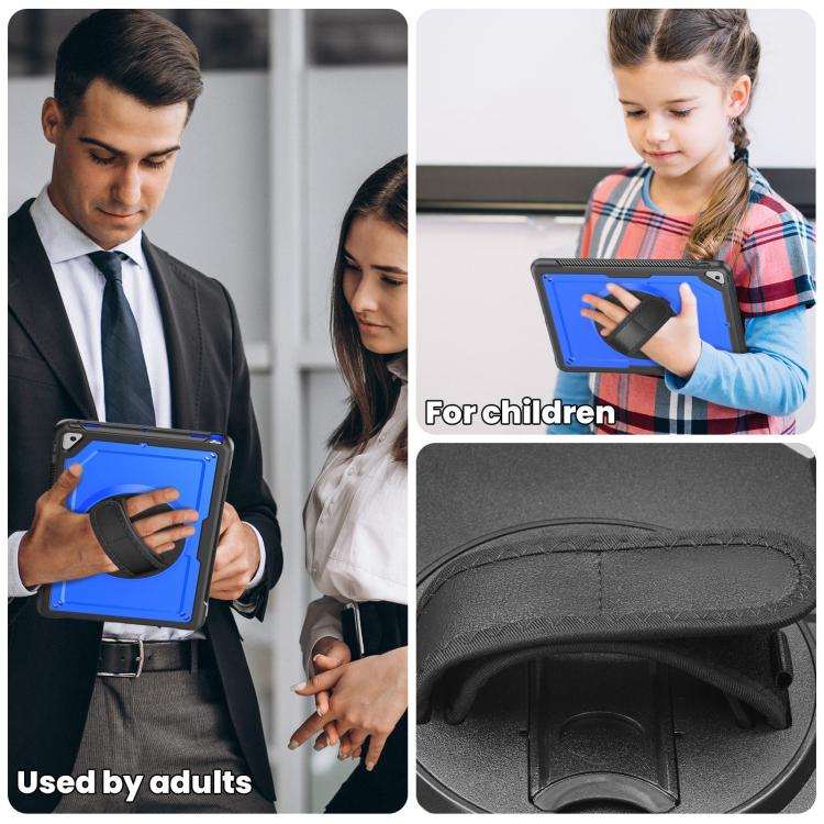 For iPad 10.2 2021 / 2020 / 10.5 2019 Honeycomb Hand Grip Turntable Stand Tablet Case(Dark Blue) - iPad 10.2 Cases by buy2fix | Online Shopping UK | buy2fix