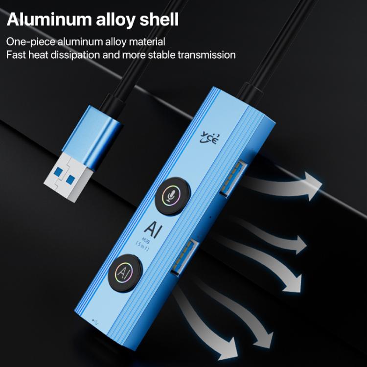 YCE V295A 5 in 1 USB3.0 HUB Adapter AI Docking Station(Blue) - USB 3.0 HUB by buy2fix | Online Shopping UK | buy2fix