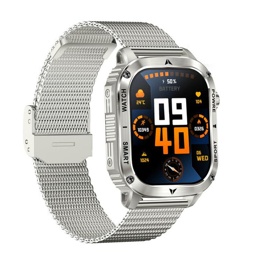 AK80 BT Call Smart Watch, Support Blood Oxygen / Blood Pressure / Heart Rate / Sports Health Monitoring Fitness Tracker(Silver Mesh Steel) - Smart Watches by buy2fix | Online Shopping UK | buy2fix