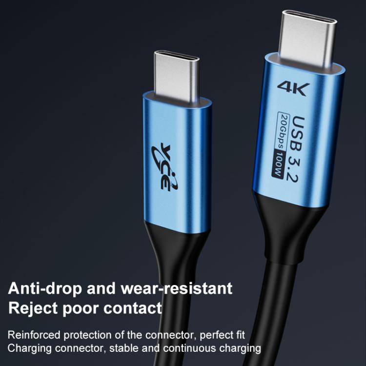 YCE-V292B 100W Type-C to Type-C with E-marker Full Function Data Cable, Length: 1.8m(Blue) - USB-C & Type-C Cable by buy2fix | Online Shopping UK | buy2fix