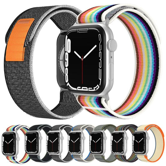 For Apple Watch 46mm / 49mm / 45mm / 44mm xDfind Dual-Section Loop Nylon Watch Band(Green Grey) - Watch Bands by xDfind | Online Shopping UK | buy2fix