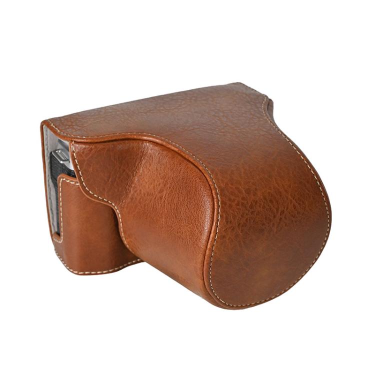 For FUJIFILM X-M5 Retro Litchi Texture Leather Full Body Camera Case Bag with Strap(Coffee) - Leather Bag by buy2fix | Online Shopping UK | buy2fix