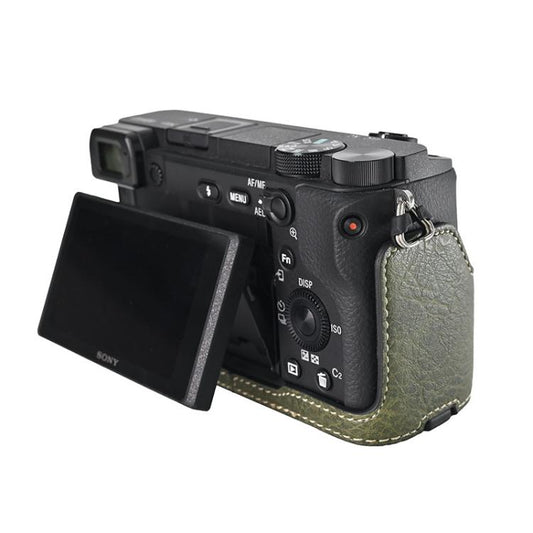 For Sony ILCE-6400 / A6300 / A6200 Litchi Texture PU Leather Camera Half Case Base(Green) - Half Case by buy2fix | Online Shopping UK | buy2fix