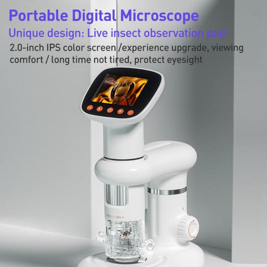 CM3 2.0 inch IPS Screen 1000X Desktop HD Digital Electron Microscope(White) - Digital Microscope by buy2fix | Online Shopping UK | buy2fix