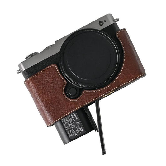 For Panasonic LUMIX S9 Litchi Texture PU Leather Camera Half Case Base(Coffee) - Half Case by buy2fix | Online Shopping UK | buy2fix