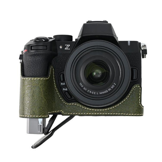 For Nikon Z50II Litchi Texture PU Leather Camera Half Case Base(Green) - Half Case by buy2fix | Online Shopping UK | buy2fix