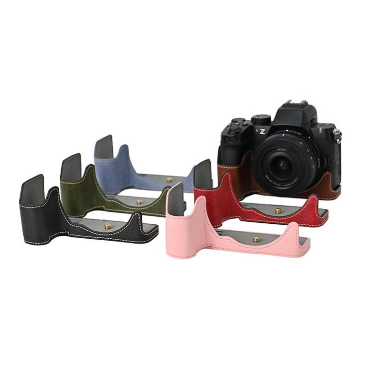 For Nikon Z50II Litchi Texture PU Leather Camera Half Case Base(Wine Red) - Half Case by buy2fix | Online Shopping UK | buy2fix