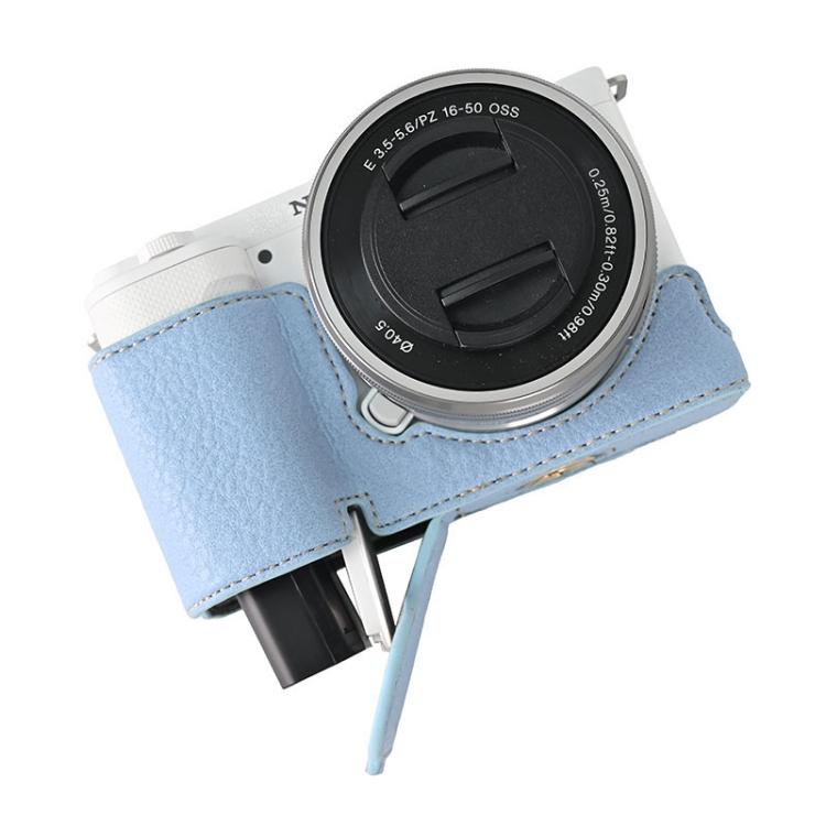 For Sony ZV-E10 Litchi Texture PU Leather Camera Half Case Base(Blue) - Half Case by buy2fix | Online Shopping UK | buy2fix
