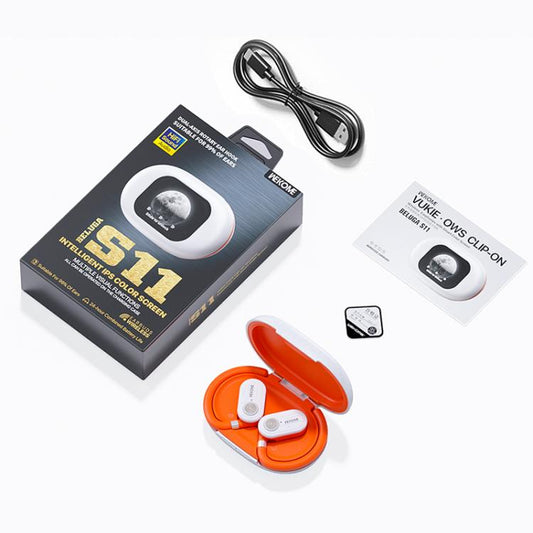 WK Beluga S11 Vukie OWS Clip-on Wireless Earphones with Smart Color Screen(White) - Bluetooth Earphone by WK | Online Shopping UK | buy2fix