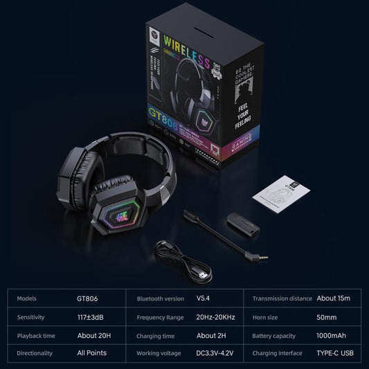 ONIKUMA GT806 Tri-mode Bluetooth 2.4G Wired E-sports Game Headset(Black) - Multimedia Headset by ONIKUMA | Online Shopping UK | buy2fix