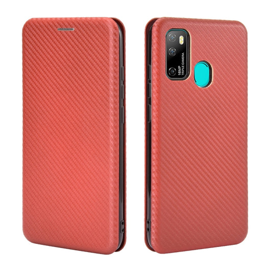 For Ulefone Note 9P Carbon Fiber Texture Horizontal Flip TPU + PC + PU Leather Case with Card Slot & Lanyard(Brown) by buy2fix