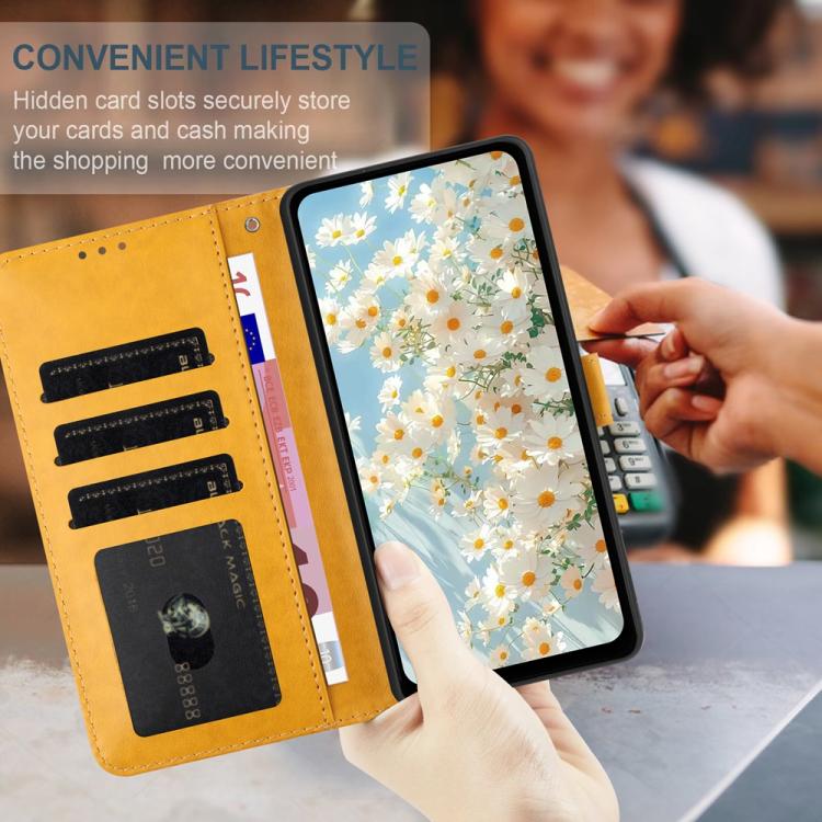 For Google Pixel 10 Pro Daisy Embossed Leather Phone Case(Yellow) - Google Cases by buy2fix | Online Shopping UK | buy2fix