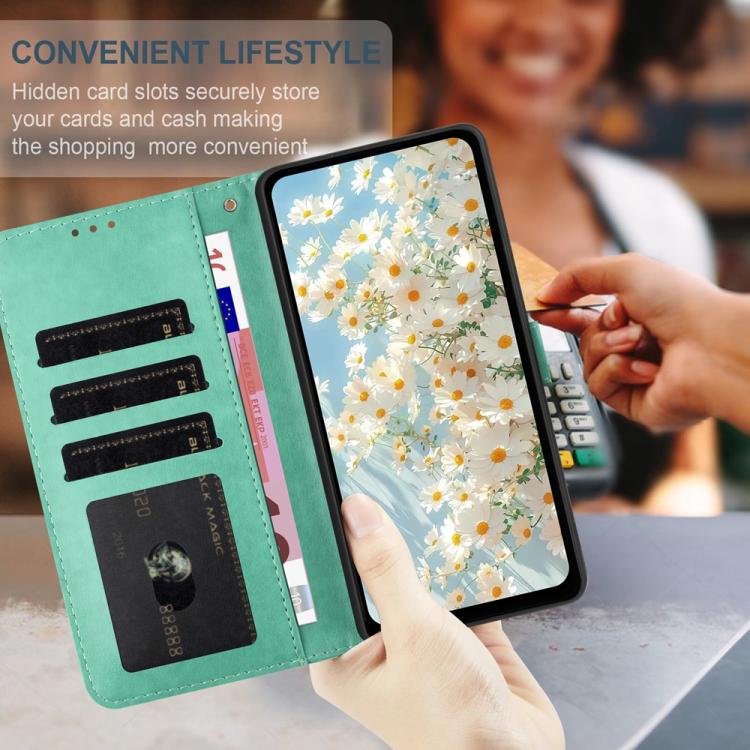For Google Pixel 10 Pro Daisy Embossed Leather Phone Case(Green) - Google Cases by buy2fix | Online Shopping UK | buy2fix