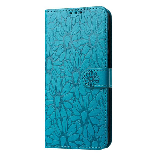 For Google Pixel 10 Pro Daisy Embossed Leather Phone Case(Blue) - Google Cases by buy2fix | Online Shopping UK | buy2fix