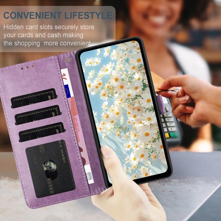 For iPhone Air Daisy Embossed Leather Phone Case(Light Purple) - iPhone Air Cases by buy2fix | Online Shopping UK | buy2fix