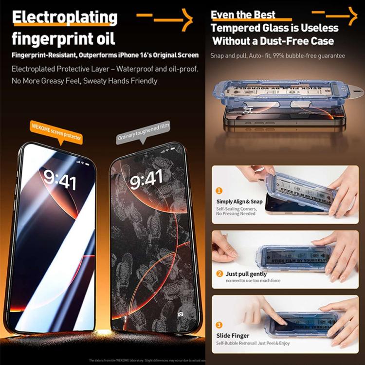 For iPhone 16 Pro Max WK WTP-117 Easy Install 6D Curved Ultra-Fine Edge AR Frosted Tempered Glass Film - iPhone 16 Pro Max Tempered Glass by WK | Online Shopping UK | buy2fix