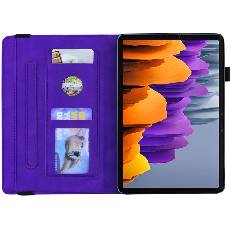 For Samsung Galaxy Tab S8 / Galaxy Tab S7 Calf Texture Embossed Horizontal Flip Leather Case with Holder & Card Slots & Photo Frame(Purple) by buy2fix