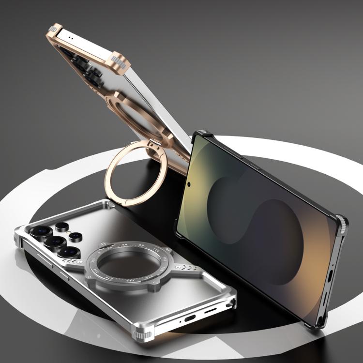 For Samsung Galaxy S23 Ultra 5G S Shaped 360 Holder Airbag Frameless MagSafe Metal Phone Case(Desert Gold) - Galaxy S23 Ultra 5G Cases by buy2fix | Online Shopping UK | buy2fix