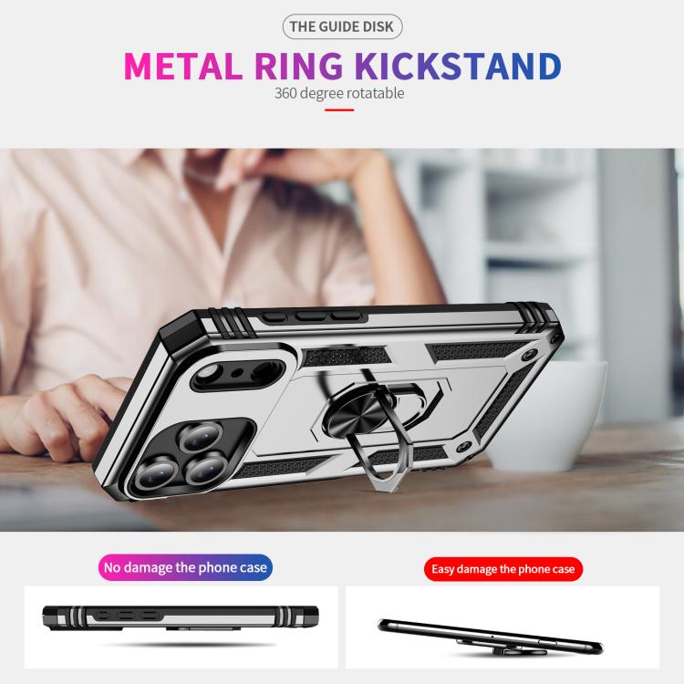 For iPhone 17 Air Shockproof TPU Hybrid PC Phone Case with Holder(Silver) - iPhone 17 Air Cases by buy2fix | Online Shopping UK | buy2fix