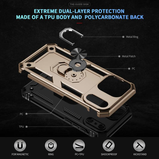 For iPhone 17 Pro Shockproof TPU Hybrid PC Phone Case with Holder(Gold) - iPhone 17 Pro Cases by buy2fix | Online Shopping UK | buy2fix