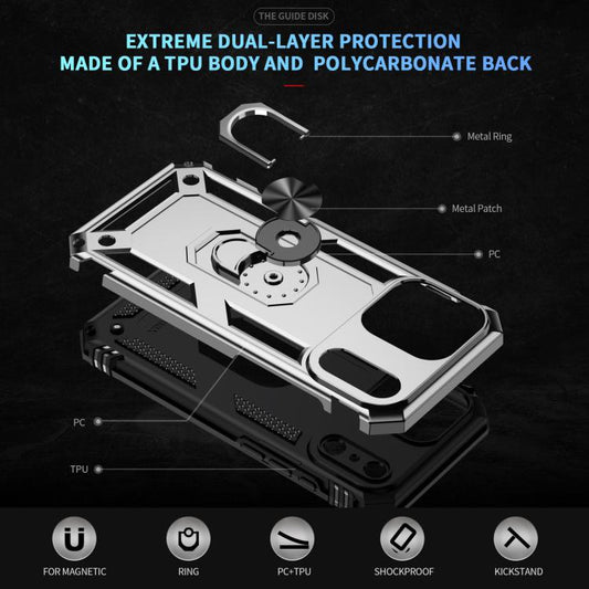 For iPhone 17 Pro Shockproof TPU Hybrid PC Phone Case with Holder(Silver) - iPhone 17 Pro Cases by buy2fix | Online Shopping UK | buy2fix