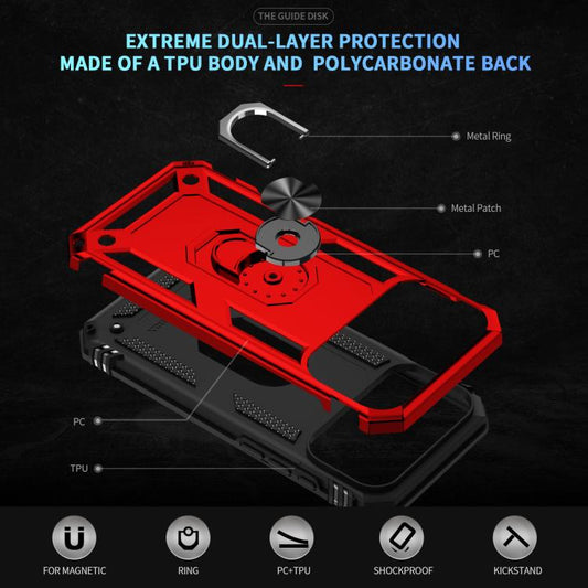 For iPhone 17 Pro Max Shockproof TPU Hybrid PC Phone Case with Holder(Red) - iPhone 17 Pro Max Cases by buy2fix | Online Shopping UK | buy2fix