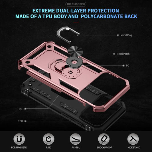For iPhone 17 Pro Max Shockproof TPU Hybrid PC Phone Case with Holder(Rose Gold) - iPhone 17 Pro Max Cases by buy2fix | Online Shopping UK | buy2fix