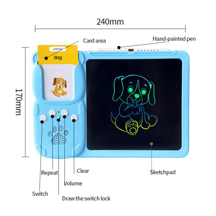 8.5 inch Children Early Education Drawing Board Card English Audiobooks, Style:Blue / 255 Cards - by buy2fix | Online Shopping UK | buy2fix
